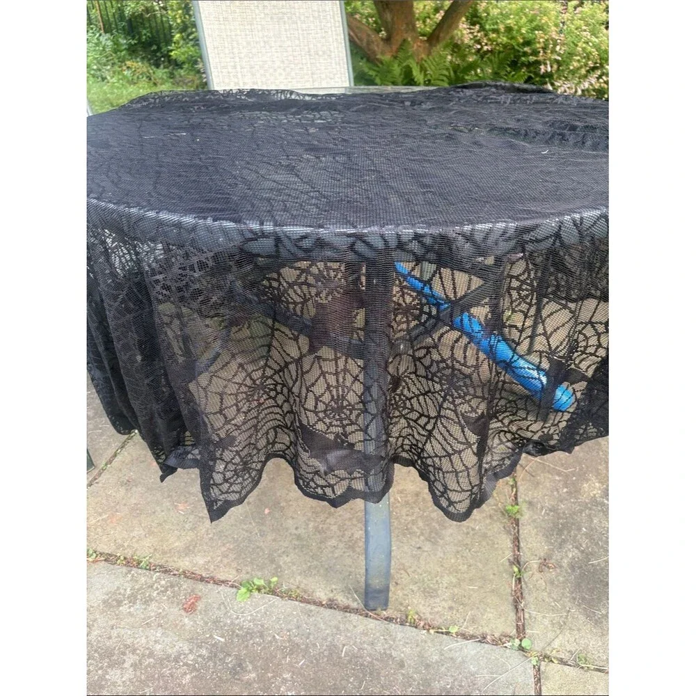 Black Spiderweb Lace Tablecloth - Halloween